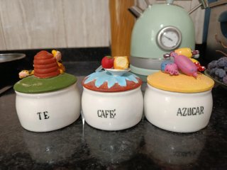 Juego de 3 botes de cocina decorados
