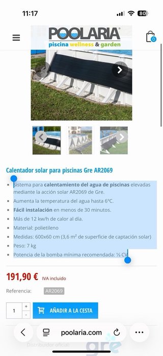 Gre AR2069 - Calentador Solar para Piscinas elevad