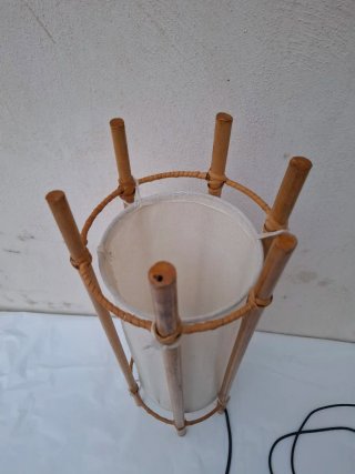 Lampada da terra in bambù Louis Sagnot vintage