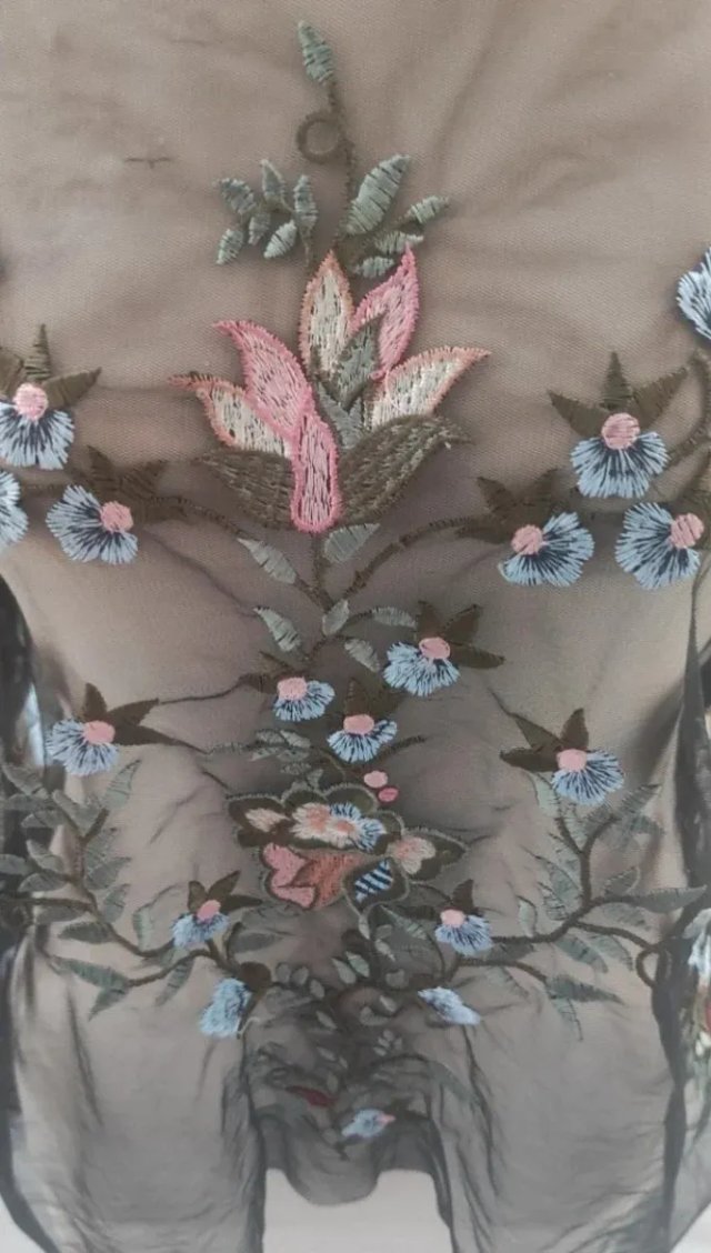 Top Tul Bordado Floral Zara Woman