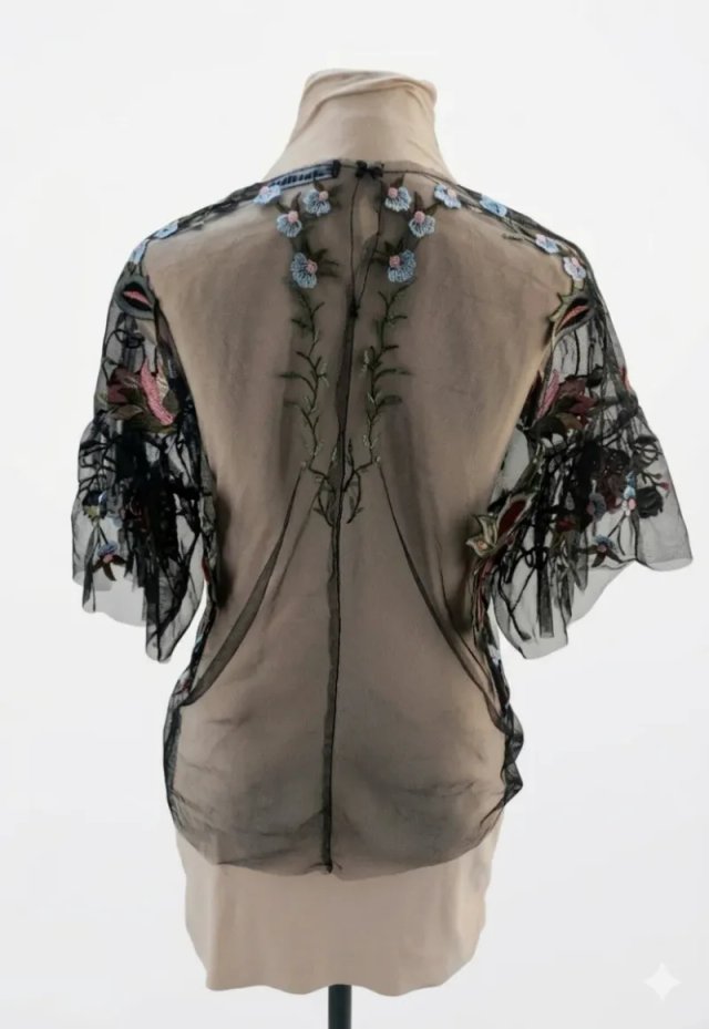 Top Tul Bordado Floral Zara Woman