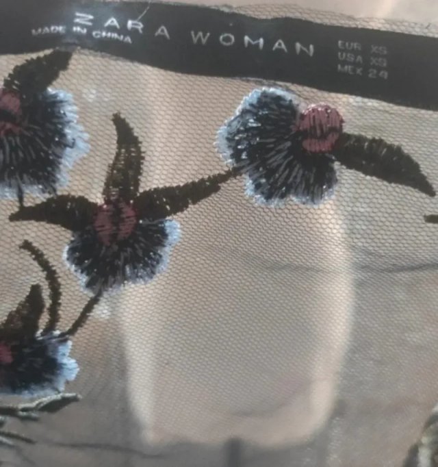 Top Tul Bordado Floral Zara Woman