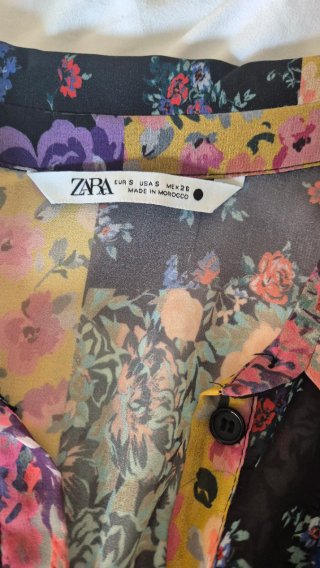 Vestido Zara gasa floral multicolor