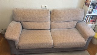 Sofá de 2 plazas beige y gris