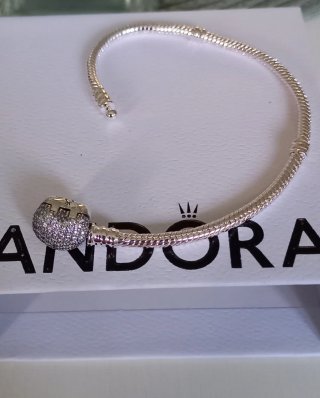Pulsera Pandora Corazón Plata con Circonitas 20 cm