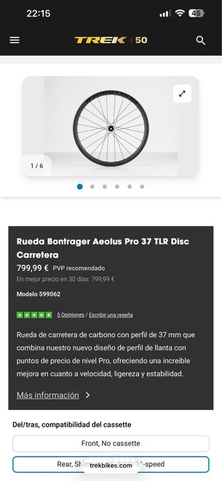 Llanta Rueda Trasera Aeolus 37pro sin disco.
