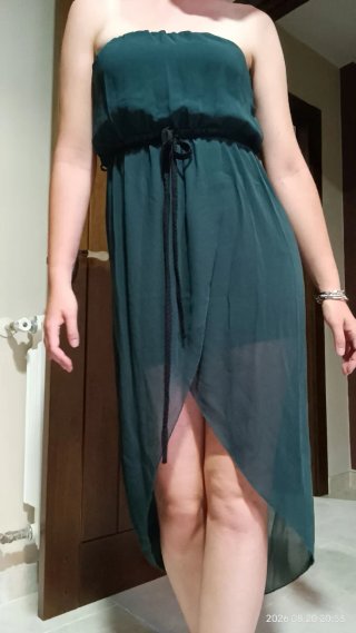 Vestido verde sin tirantes S-M