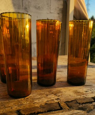 Set 5 Vasos Vintage Ámbar