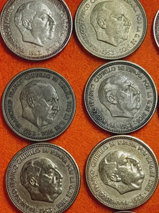 20 Monedas de 2.50 pesetas de España 1953