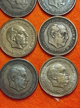 20 Monedas de 2.50 pesetas de España 1953
