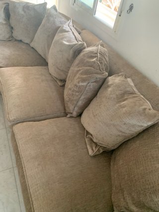 Sofá rinconera grande tela beige