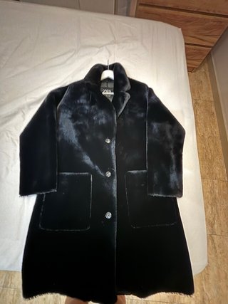 Abrigo Zara terciopelo interior piel Negro Talla M
