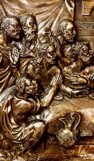 quadro bassorilievo ultima cena Gesù 89x69 bronzo