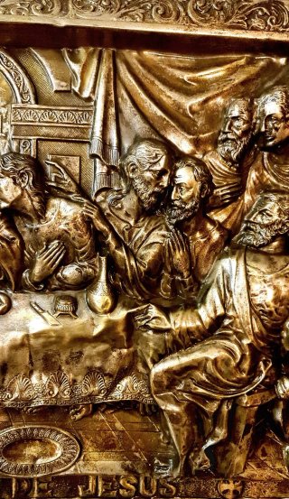 quadro bassorilievo ultima cena Gesù 89x69 bronzo