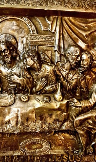 quadro bassorilievo ultima cena Gesù 89x69 bronzo