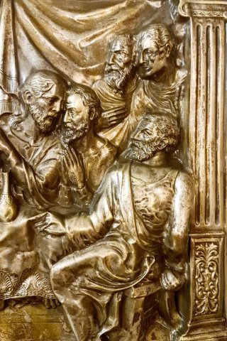 quadro bassorilievo ultima cena Gesù 89x69 bronzo