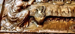 quadro bassorilievo ultima cena Gesù 89x69 bronzo