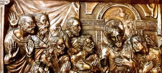 quadro bassorilievo ultima cena Gesù 89x69 bronzo