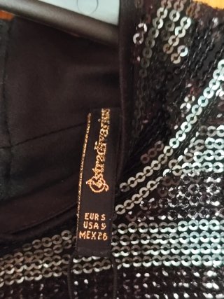 Vestido lentejuelas negro y plateado Talla S