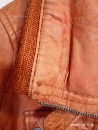 Chaqueta Cuero Genuino Naranja Bershka Talla L