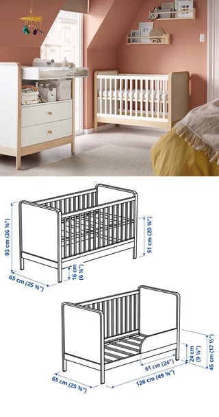 Cuna IKEA ÄLSKVÄRD 60x120 cm abedul/blanco