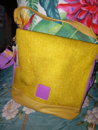 ( NUEVO ) Bolso Caminatta Otoñal Amarillo y Morado