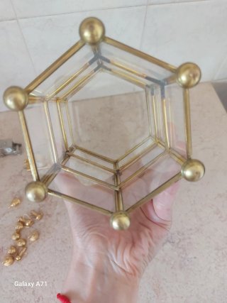 Vetrinetta esagonale vintage da collezione