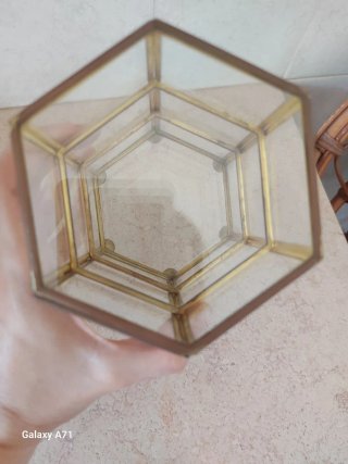 Vetrinetta esagonale vintage da collezione