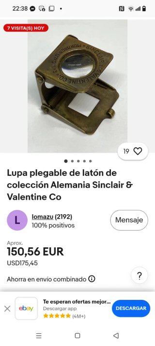 Lupa de latón Sinclair & Valentine Co.
