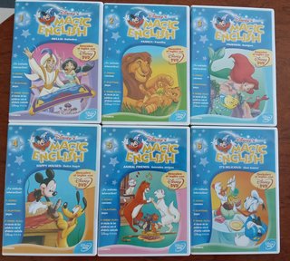 Lote 13 Libros + 6 DVDs Disney Magic English