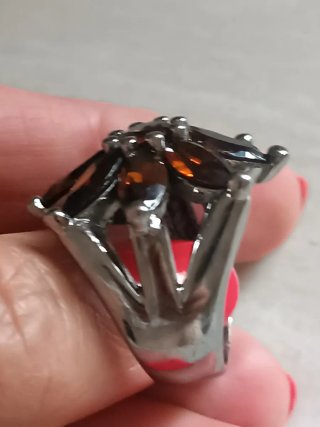 Anillo Plata y Piedras Preciosas Marrones