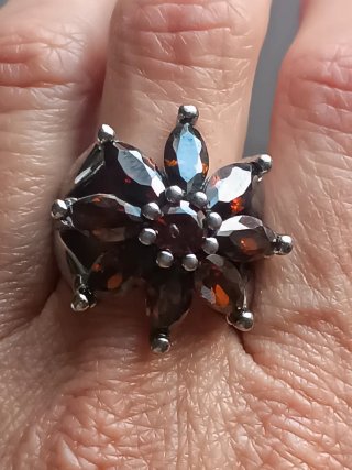 Anillo Plata y Piedras Preciosas Marrones