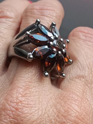 Anillo Plata y Piedras Preciosas Marrones