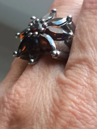 Anillo Plata y Piedras Preciosas Marrones