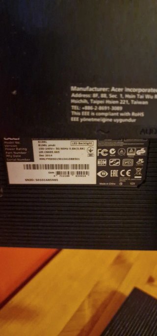 Monitor Acer nero da 19 pollici