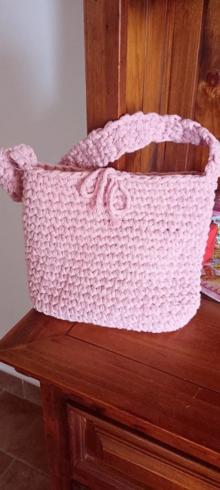 Borsetta uncinetto cotone rosa