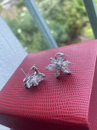 Pendientes Flor Cristales Plata