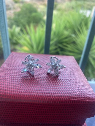 Pendientes Flor Cristales Plata