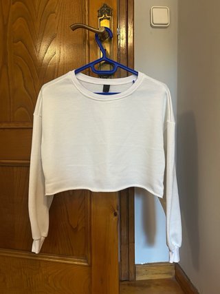 Top blanco manga larga crop