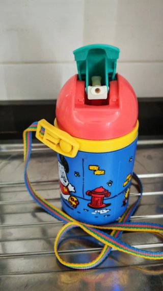 Borraccia bambini vintage plastica con cannuccia