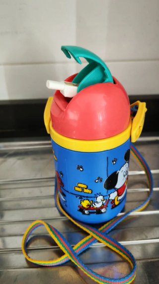 Borraccia bambini vintage plastica con cannuccia