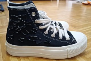 Converse All Star Plataforma Negras Flores