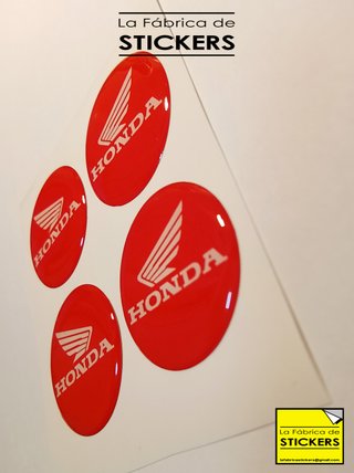 4 Pegatinas HONDA Gota de resina 3cm Rojo/blanco