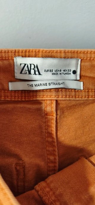 Zara Pantalón mujer acampanado naranja