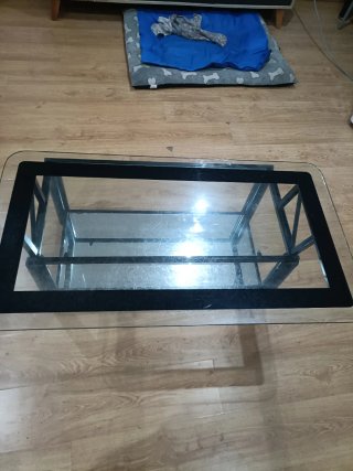 Mesa centro elevable cristal y metal negra