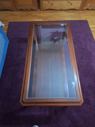 Mesa de centro madera y cristal muy bonita