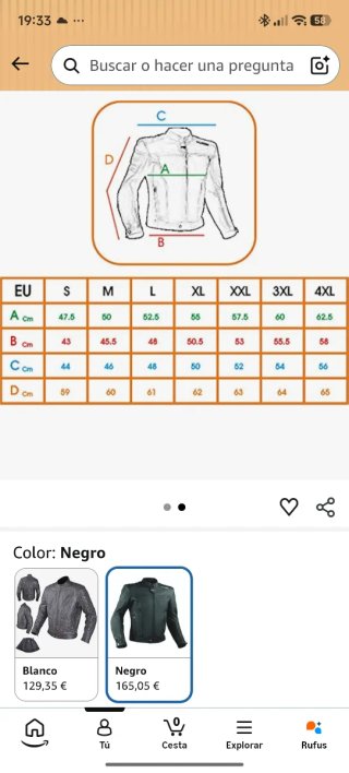 Chaqueta de cuero para moto Talla L