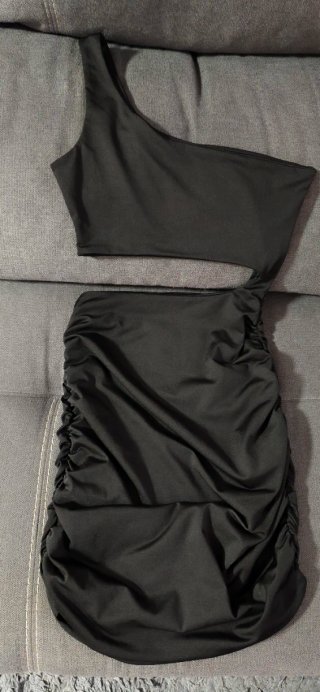 Vestido verano mujer negro asimétrico