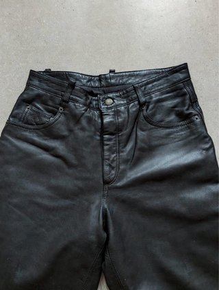 Pantalón Cuero Negro Mujer Talla 42 L Piel 100%