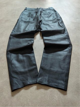 Pantalón Cuero Negro Mujer Talla 42 L Piel 100%